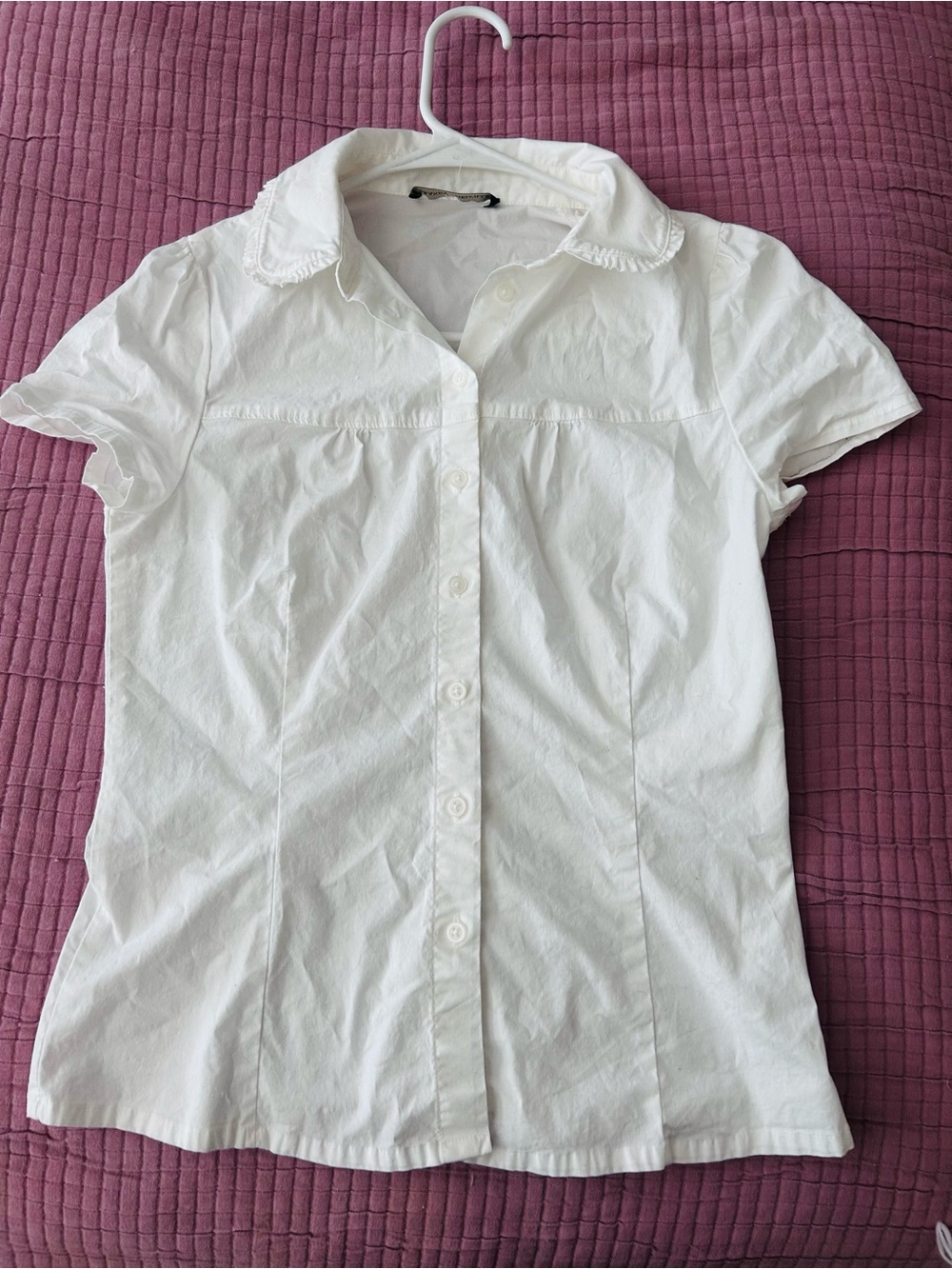 Brandy Melville White Short-Sleeve Button Down Shirt